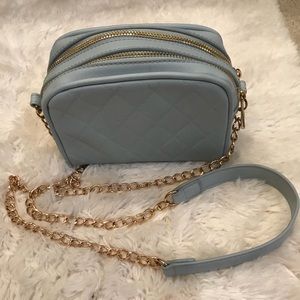 Powder blue quilted crossbody